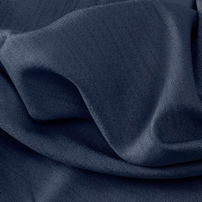 Navy Blue Polyester Pinch Pleated Room Darkening Curtains