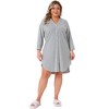 Women's Plus Size Stripe Button Down 3/4 Sleeve Side Slits Soft Lounge Midi Nightshirt with Pocket - Agnes Orinda 3X Gray - 3 of 4