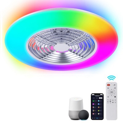 HUMHOLD 24 Inch Smart Ceiling Fan with RGB Lights and Remote/APP/Voice Control