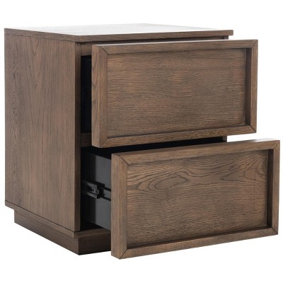 Zeus Medium Oak 2-Drawer Transitional Nightstand