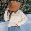 Women's V-Neck Long Sleeve Perforated Knit Sweater - Cupshe - 3 of 4