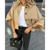 Imily Bela Womens Oversized 3/4 Cape Sleeve Cropped Trench Coat Single Breasted Button Up Jacket - 2 of 4