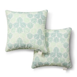 MARTHA STEWART Modern Banana Leaves Indoor Outdoor Decorative Lumbar Pillow 2-Pack Set - 1 of 4