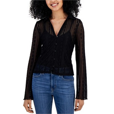 Crave Fame Womens Lace Button Up Shirt