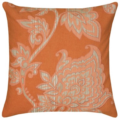 18"x18" Embroidered Square Throw Pillow Orange/Ivory - Rizzy Home