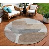 HomeRoots 8' Brown And Gray Round Abstract Washable Indoor Outdoor Area Rug - 2 of 4