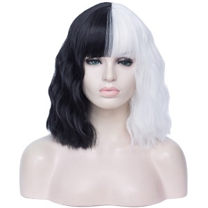 Unique Bargains Women's Halloween Shoulder Length Wig Loose Wavy Curly Wigs 14" with Wig Cap - 1 of 4