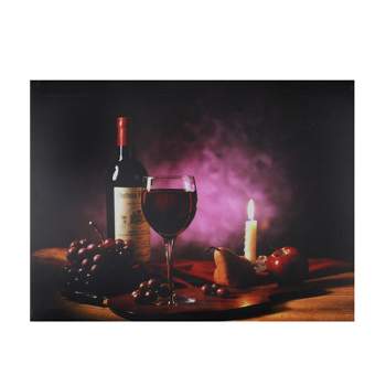 Northlight Valentine's Day 11.75" x 15.75" Prelit LED Flickering Wine, Fruit and Candle Canvas Wall Art