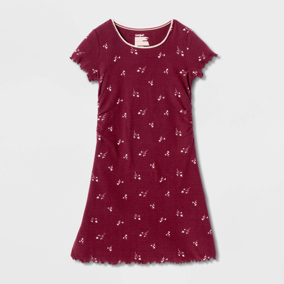 Girls' Short Sleeve Ribbed Floral Dress - Cat & Jack™ - thumbnail 6