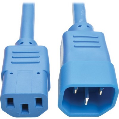 Tripp Lite 2ft Computer Power Extension Cord 10A 18 AWG C14 to C13 Blue 2' - For Computer, Scanner, Printer, Monitor, Power Supply, Workstation