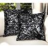 HomeRoots Set of Two 18" Black and Silver Abstract Cowhide Throw Pillows with Glitter - 2 of 4