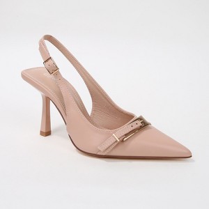 Berness Women's Coraline Vegan Leather Slingback Heels with Gold Buckle - 1 of 4