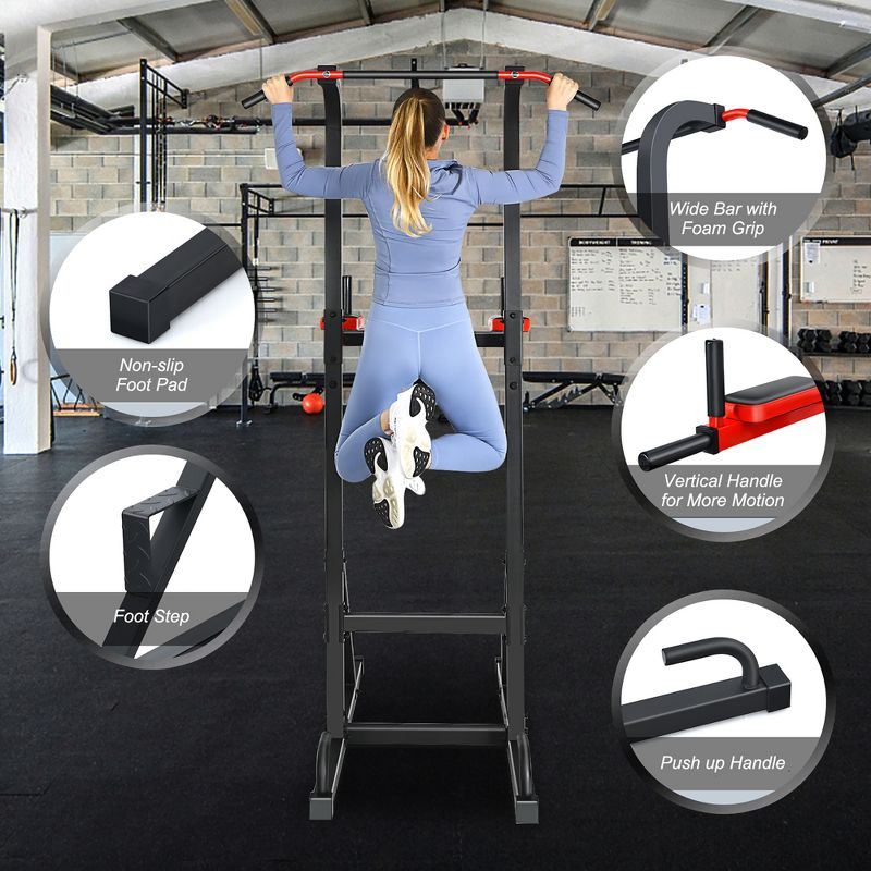 Costway Multi-function Power Tower Pull Up Bar Dip Stand Home Gym Full-body Workout, 2 of 11