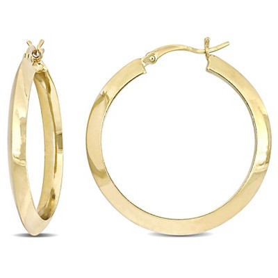 EVERLY JEWELRY | Yellow Plated Sterling Silver 30 MM Flat Knife Edge Hoop Earrings