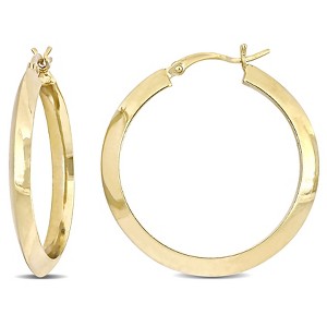 EVERLY JEWELRY | Yellow Plated Sterling Silver 30 MM Flat Knife Edge Hoop Earrings - 1 of 4