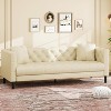 TackView 81" Mid-Century Modern Chesterfield Sofa - Faux Leather 3-Seater Couch with Deep Seats, Button Tufting & 2 Pillows - 2 of 4