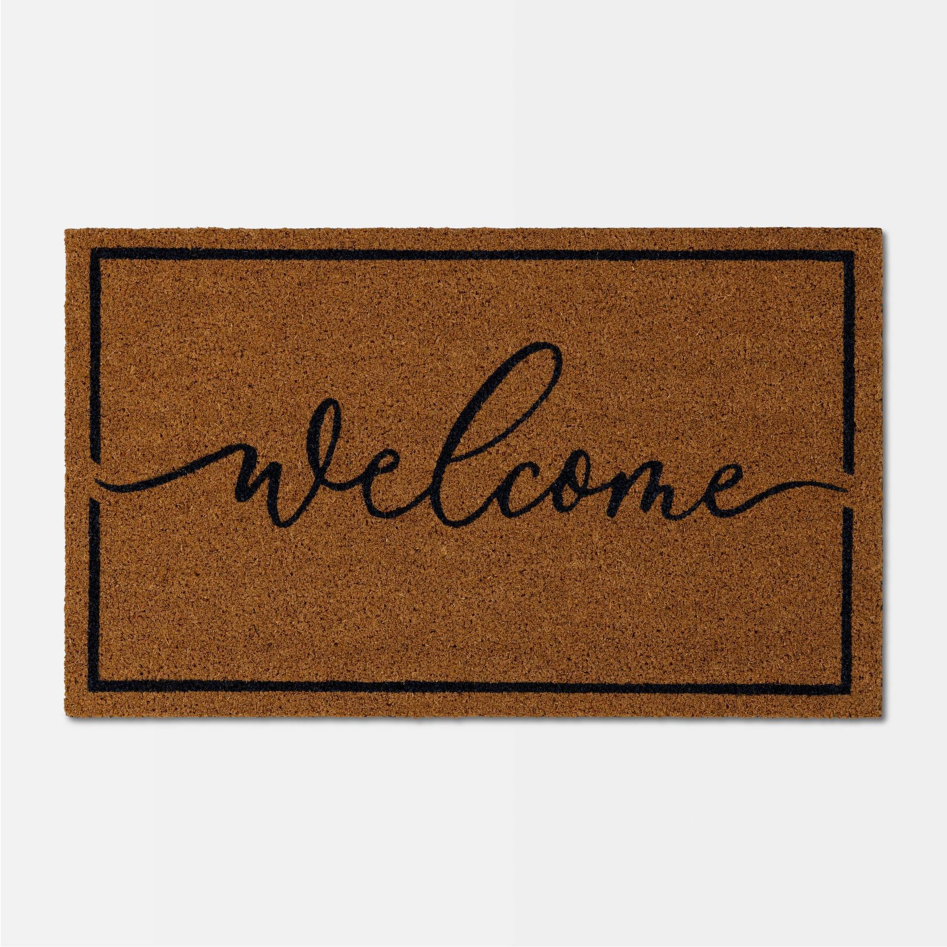 18"x30" Cursive Welcome Coir Doormat Natural/Blue - Threshold™