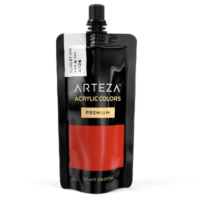 Arteza Acrylic Professional Artist Paint, Scarlet Red, 120ml  - Single Color (ARTZ-8165)