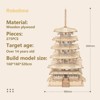 ROBOTIME 3D Puzzles Wooden Model DIY Pagoda Mechancial Construction Creative Jigsaw Craft Kits Gift , Beige, 6.3"*6.3"*12.6" - 3 of 4