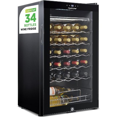 NutriChef PKCWC345.5 34-Bottle Wine Chilling Refrigerator Cooler, Single-Zone