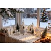 Christmas Village Sets- 13 Pieces Indoor Christmas Decorations, White Ceramic Village Houses Set of 4 with 7 Trees & 2 Deer - 3 of 4