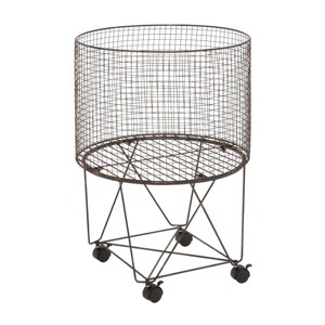 Farmhouse Metal Storage Cart Bronze - Olivia & May: Multipurpose Metal Hamper with Wheels, Open-Top, No Assembly Required - 1 of 4