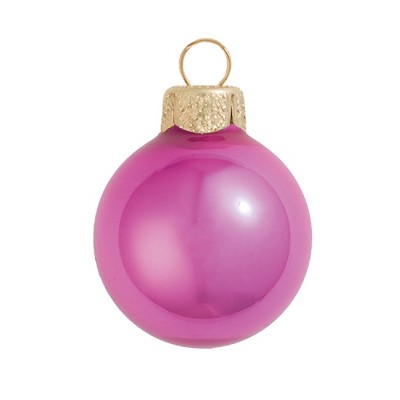 Northlight 40ct Lipstick Pink Glass Shiny Christmas Ball Ornaments 1.25" (30mm)