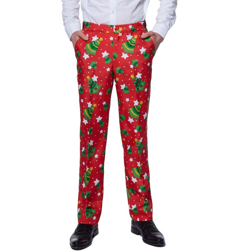 Suitmeister Men's Christmas Suit - Christmas Trees Stars Red, 4 of 6
