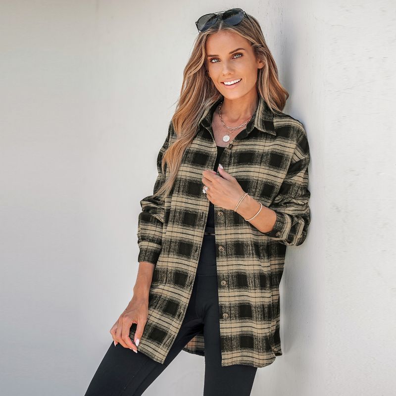 Women's Plaid Long Sleeve Flannel Shirt - Cupshe, 2 of 7