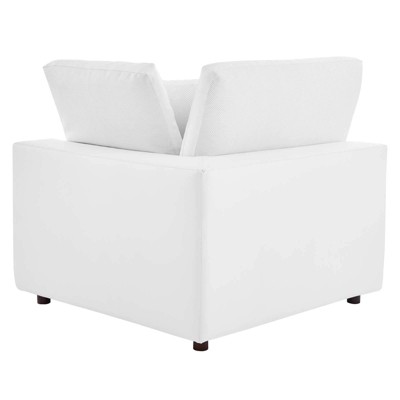 Commix White Vegan Leather Overstuffed Loveseat