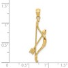 Black Bow Jewelry 14k Yellow Gold Bow and Arrow Pendant, 11 x 36mm - 4 of 4