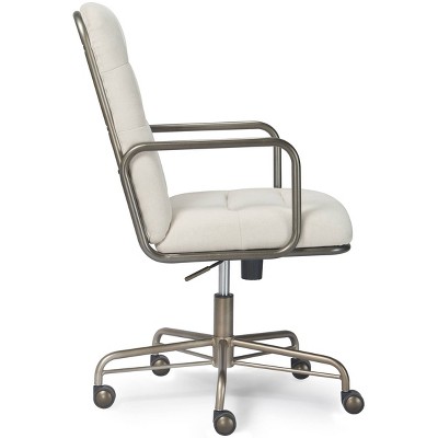 Cream High Back Leather Executive Swivel Office Chair