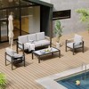 Bestier 3-Seat Aluminum Outdoor Sofa,With Movable Side Pocket Patio Couch,Recyclable Fabric Cushion Water Resistant&UV Resistant,Heatproof Armrest - 2 of 4
