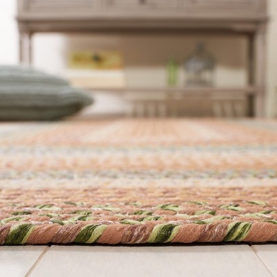 Handmade Blue Synthetic Braided Round Rug, 95"