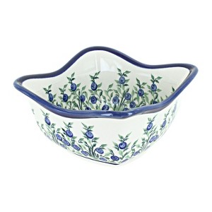 Blue Rose Polish Pottery 1931 Zaklady Medium Square Scallop Bowl - 1 of 1