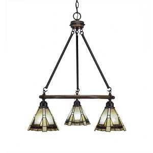 Toltec Lighting Blacksmith 3 - Light Chandelier in  Painted Wood/Dark Granite with 7" Zion Art Glass Shade - 1 of 1