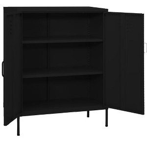 vidaXL Storage Cabinet Black Steel Medium - Black - 1 of 4