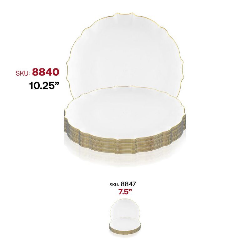 Smarty Had A Party 10.25" Clear with Gold Rim Round Lotus Disposable Plastic Dinner Plates, 5 of 7
