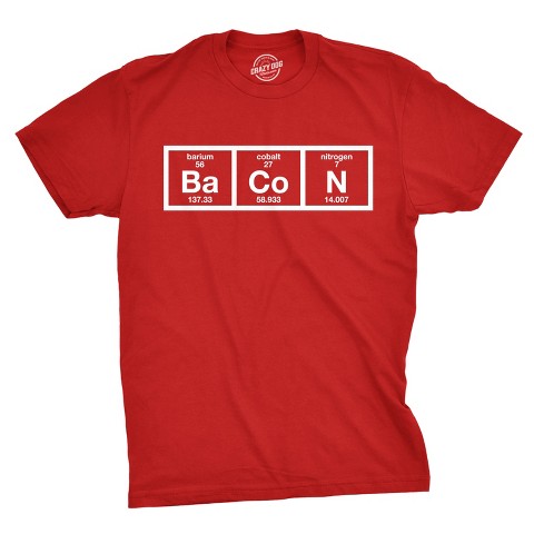 Crazy Dog T-Shirts, Inc. Youth Bacon Chemistry T-Shirt Funny Science Preiodic Table Tee for Kids - Crazy Dog Youth T Shirt For Science Nerds Red XL