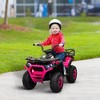 Qaba 12V Kids ATV, Battery Powered 4 Wheeler Quad w/ Spring Suspension Wheels, Rear Storage Basket, Lights, Music, Pink - 3 of 4