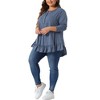 Agnes Orinda Women's Plus Size Casual V Neck Long Sleeve Ruffled Hem Button Half Placket Tops - 3 of 4