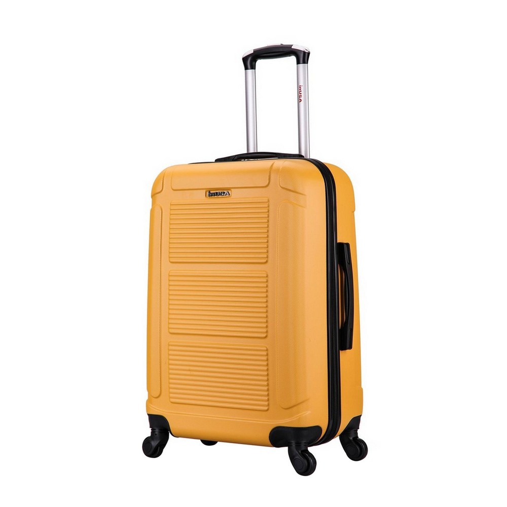 Photos - Luggage InUSA Pilot Lightweight Hardside Medium Checked Spinner Suitcase - Mustard 
