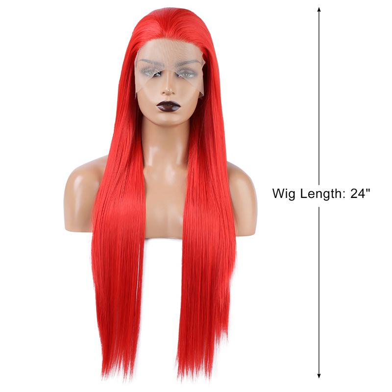 Unique Bargains Women's Long Straight Lace Front Wigs with Adjustable Wig Cap 24" 1 Pc, 2 of 7