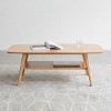 2-Tier Solid Wood Rectangular Coffee Table with Storage Shelf,31.5"/39.37"/47.24" Center Table for Living Room-Baofuwish - 3 of 4
