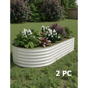 2 Pack Steel Raised Garden Bed 8x4x1.5ft,Metal Deep Root Planter Box for Vegetables Flowers Herbs,Large Oven Garden Planting Bed,Easy Assembly - 1 of 4