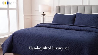 Handcrafted Charcoal Cotton Full Quilt Set with Shams