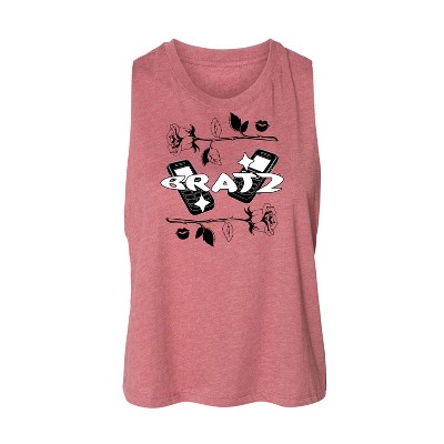 Women's Bratz Y2K Logo Collage Graphic Racerback Tank - Heather Mauve - Small