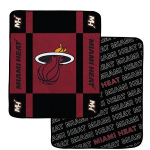 NBA Miami Heat 60"x70" Reverse Block Wordmark Double Sided Flannel Fleece Blanket - 1 of 3