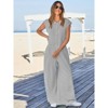 Imily Bela Womens Comfortable Summer Striped Short Sleeve Wide Leg Jumpsuit with Buttons Pockets for Beach Everyday - 4 of 4