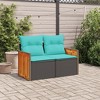 vidaXL Patio Sofa/Outdoor Loveseat 2-Seater Black Poly Rattan with Cushions - Comfortable, Durable Garden Seating with Storage - 3 of 4